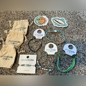 NEW Pura Vida Bracelet bundle (5) Stickers (2) bags (3) happy face lot set